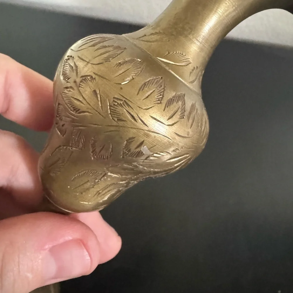 Brass Ornate Ruffled Flower Vase